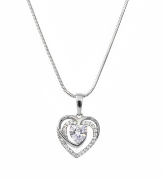 Kulcs és szív nemesacél nyaklánc - rozé arany