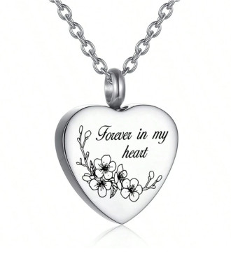 Szív nemesacél kegyeleti medál nyaklánccal, gravírozott szöveggel