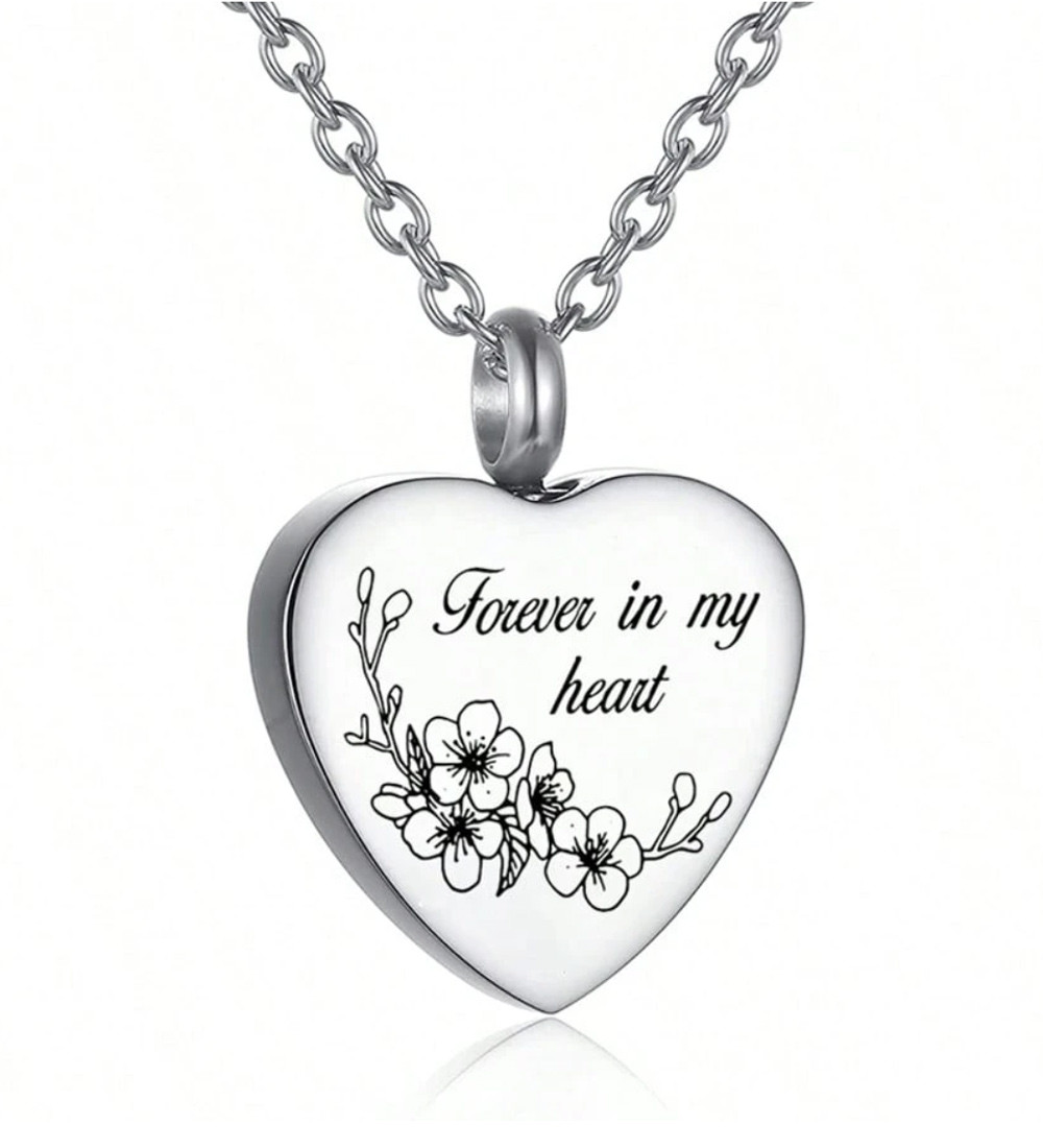 Szív alakú, nemesacél urna nyaklánc