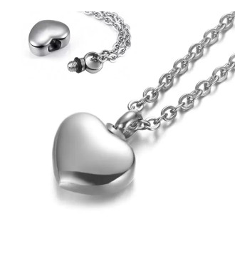 Kis szív alakú, orvosi fém urna medálos nyaklánc