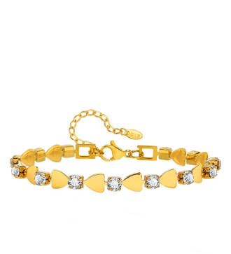 Szív és kristály díszes nemesacél karkötő - arany