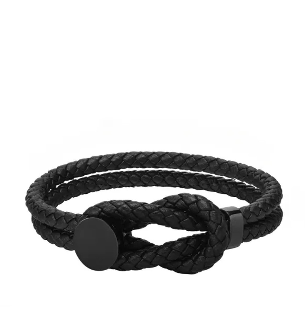 Fonott bőr karkötő hurkolt záródással