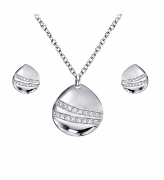 Kristályos csepp nemesacél ékszerszett