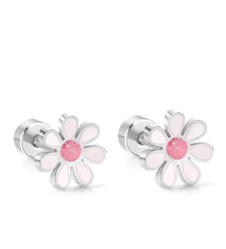 Karika nemesacél fülbevaló, négyzet alakú kristályokkal