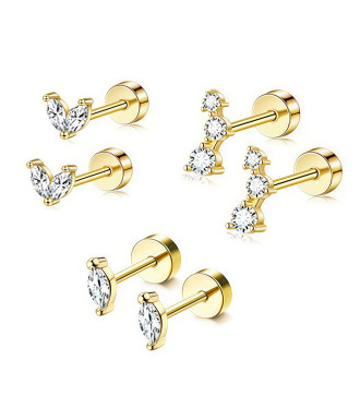 Kristályos háromszög orvosi fém fülbevaló