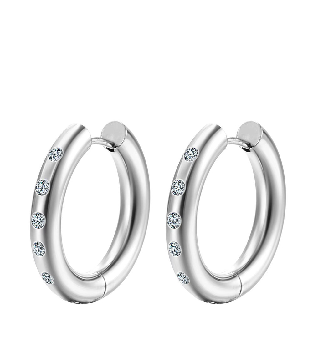 Verona nemesacél karika fülbevaló, kristályokkal Verona nemesacél karika fülbevaló, kristályokkal