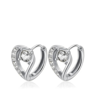 Kristályszív nemesacél fülbevaló cirkóniával