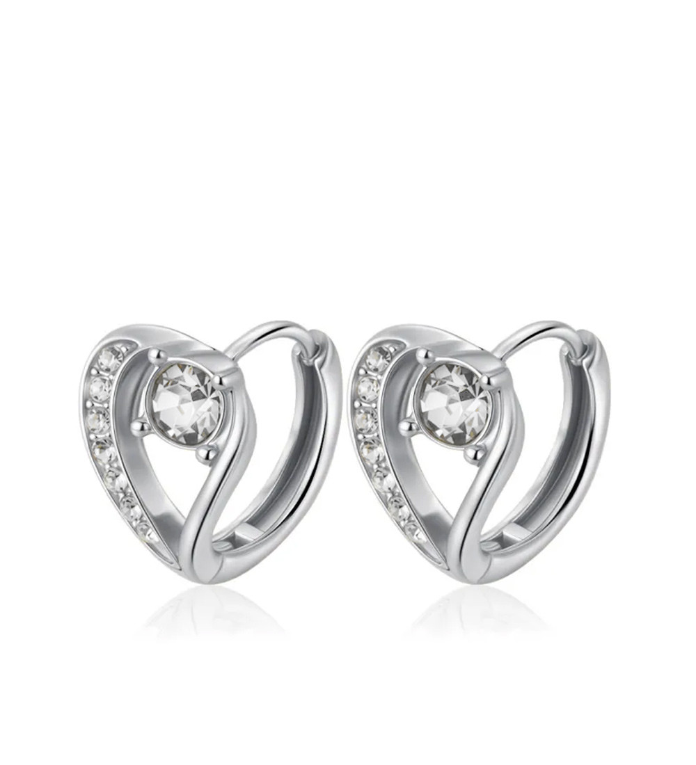 Kristályszív nemesacél fülbevaló cirkóniával Kristályszív nemesacél fülbevaló cirkóniával