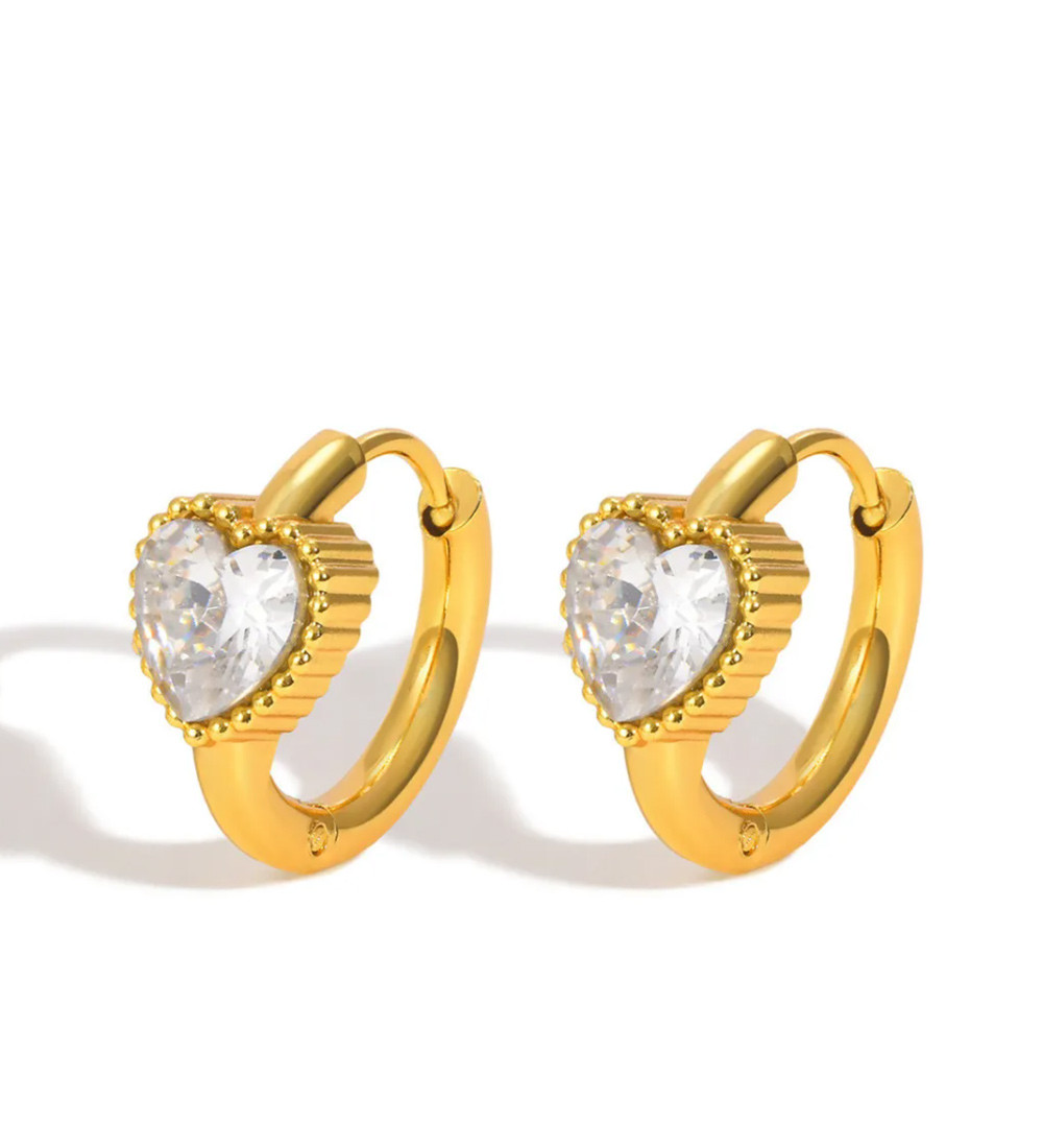 Valentina nemesacél szív díszes fülbevaló - arany