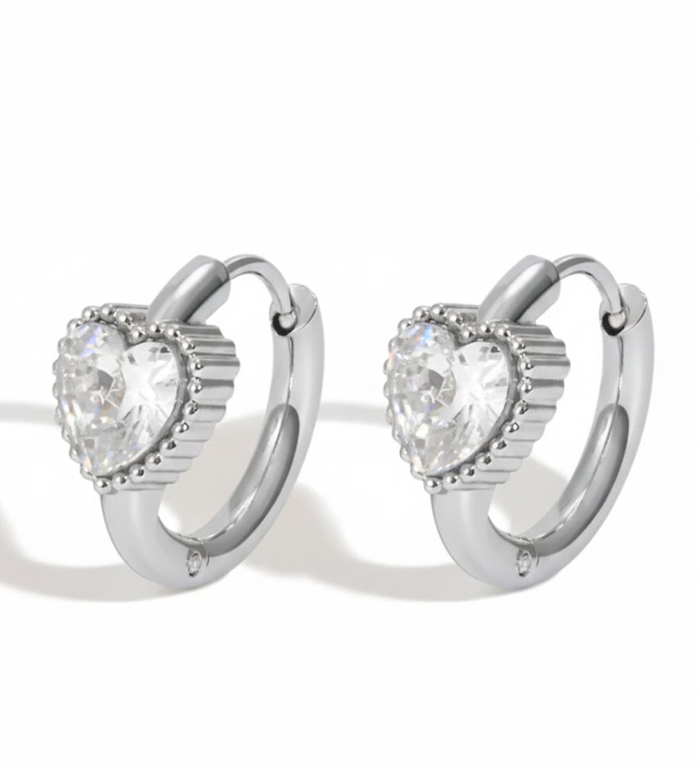 Valentina szív kristályos, orvosi fém fülbevaló