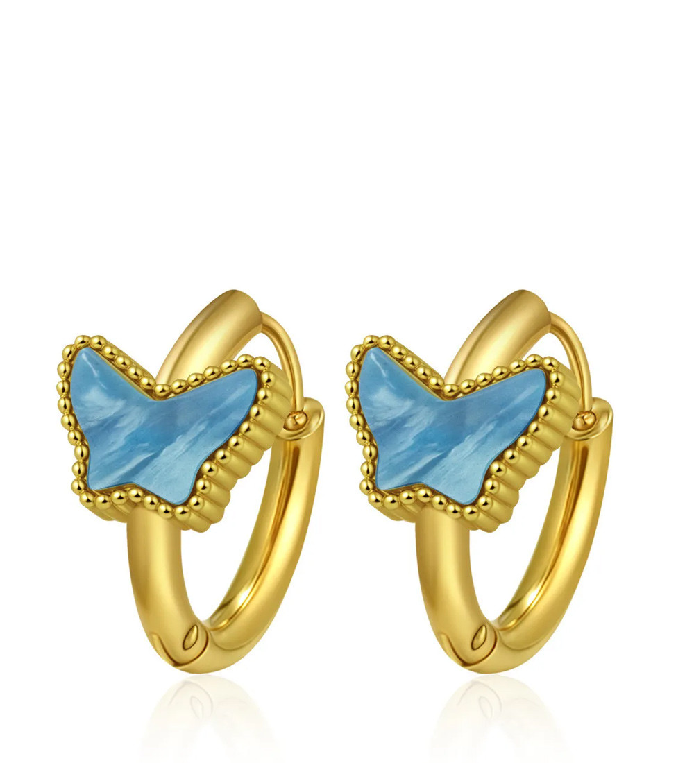 Kék pillangó nemesacél fülbevaló - arany