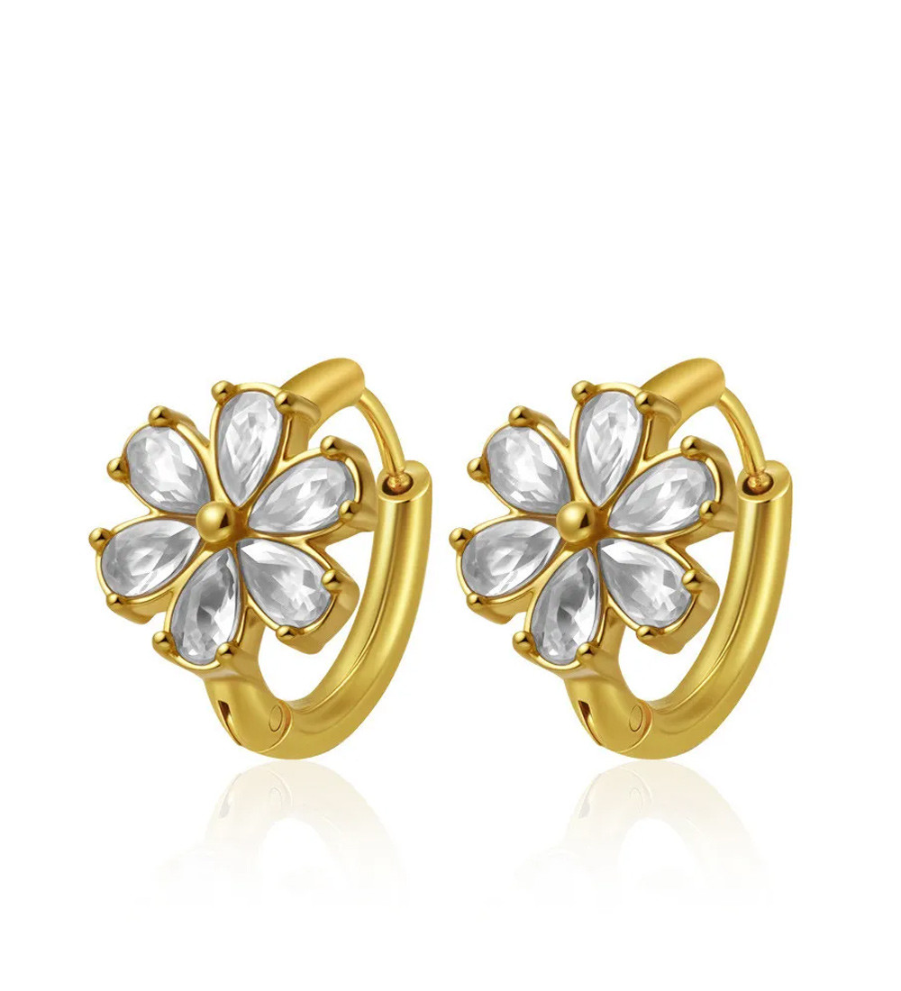 Azalea virág díszes orvosi fém fülbevaló - arany