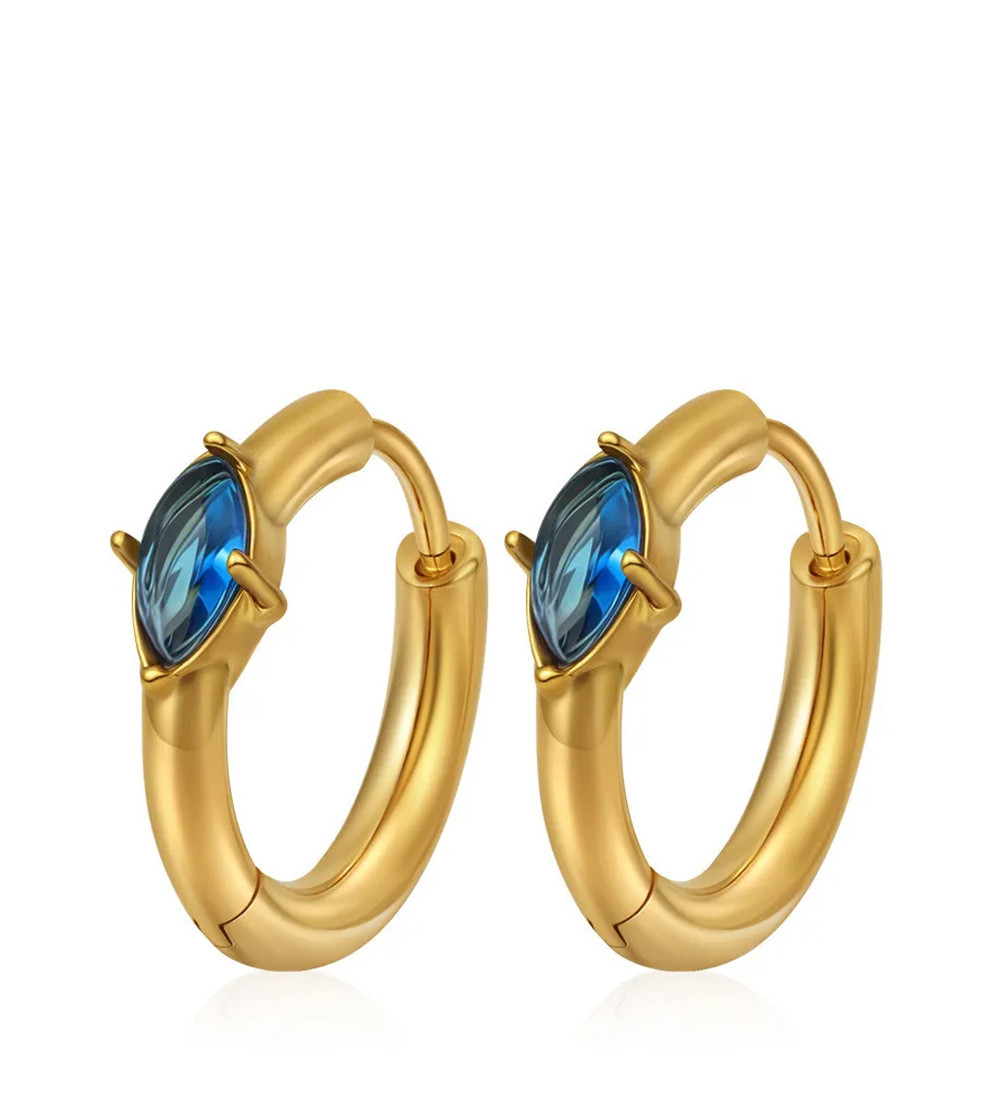 Azura, kék kristályos orvosi fém fülbevaló - arany