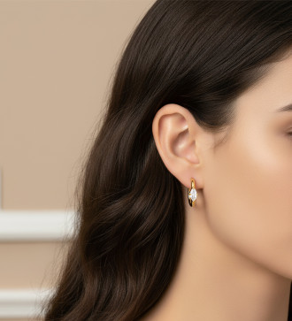 Alba, fehér kristályos orvosi fém fülbevaló - arany