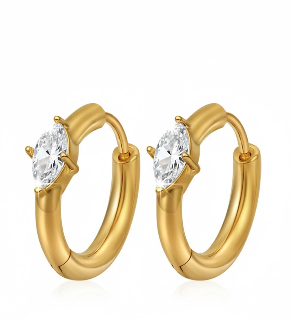 Alba, fehér kristályos orvosi fém fülbevaló - arany