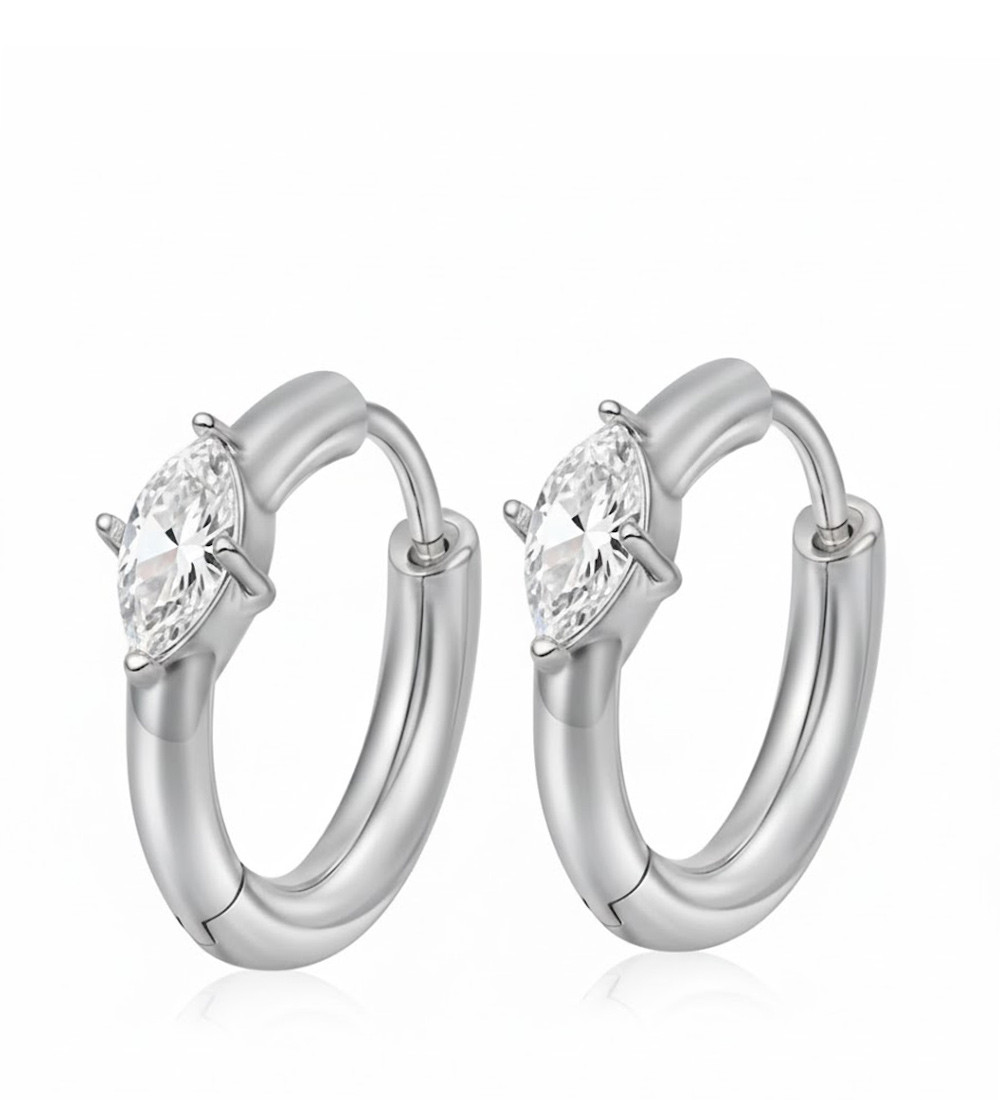 Viena, fehér kristályos orvosi fém fülbevaló