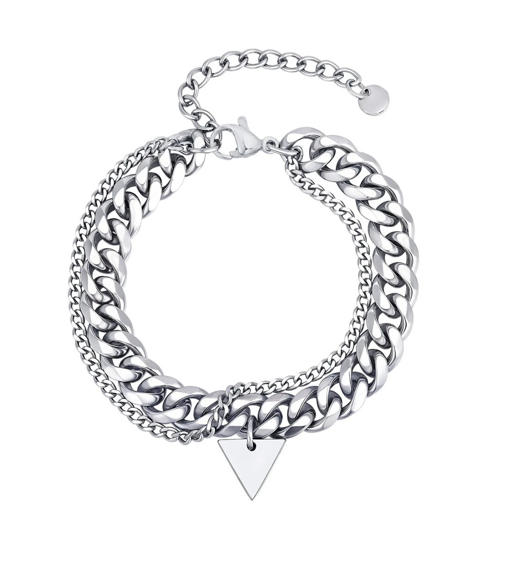 Háromszög díszes, férfi nemesacél karkötő