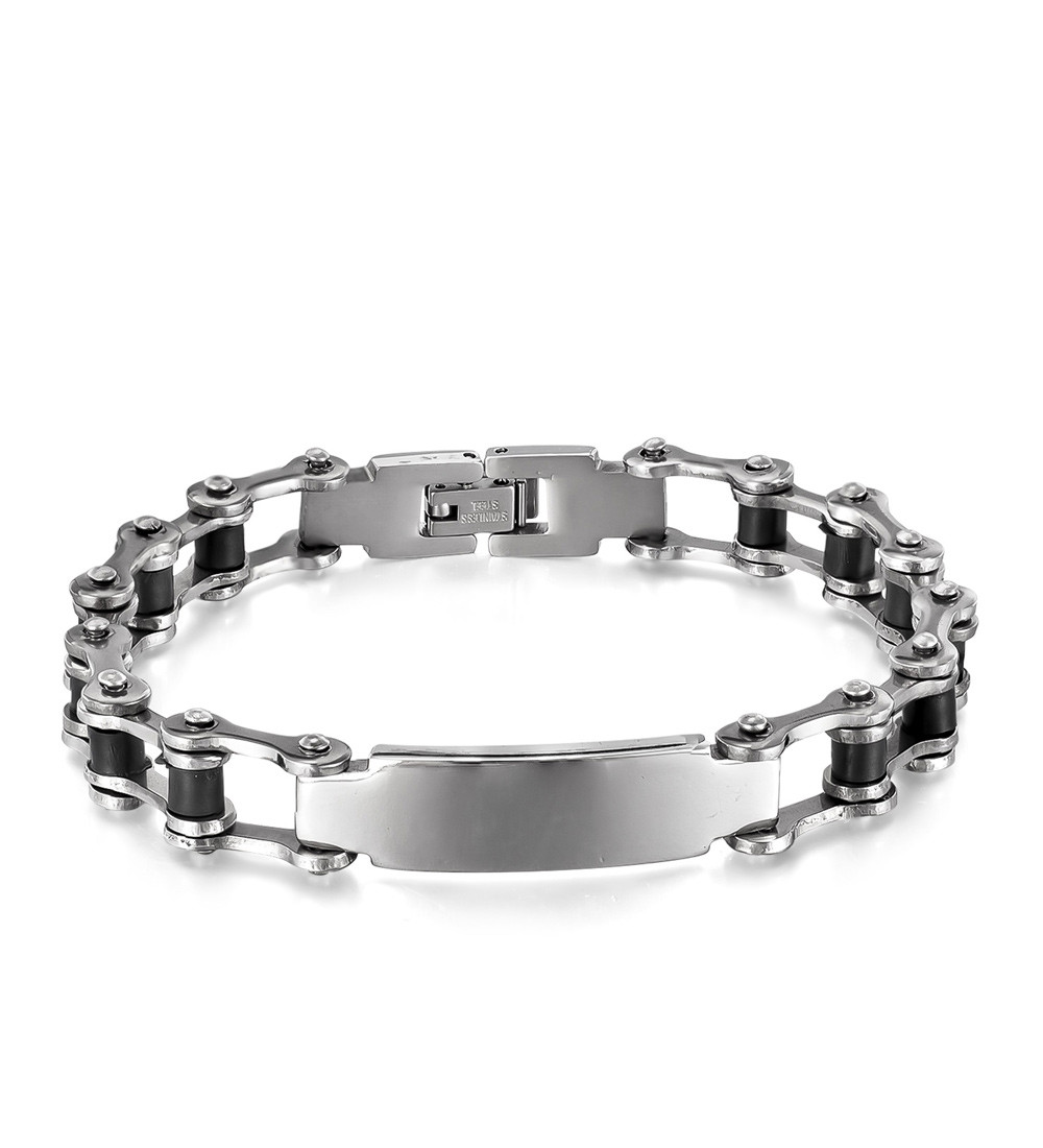 Nemesacél-szilikon motorlánc karkötő