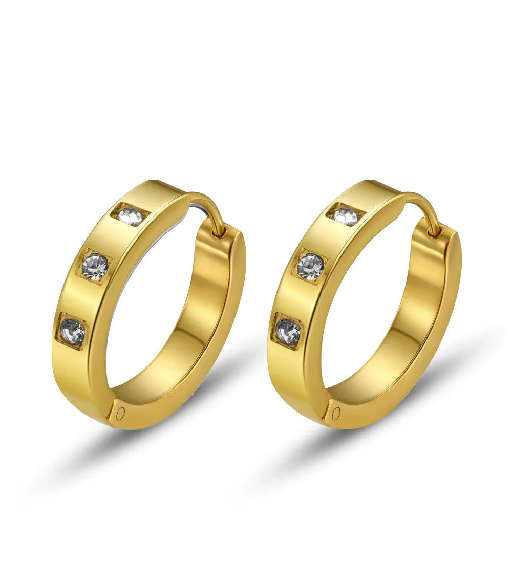 Milano, kristályos orvosi fém karika fülbevaló - arany