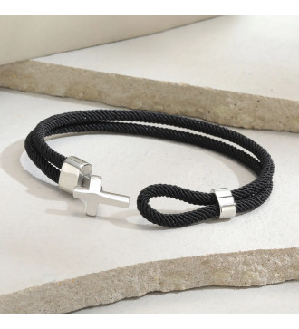 Kereszt nemesacél kapcsos férfi karkötő