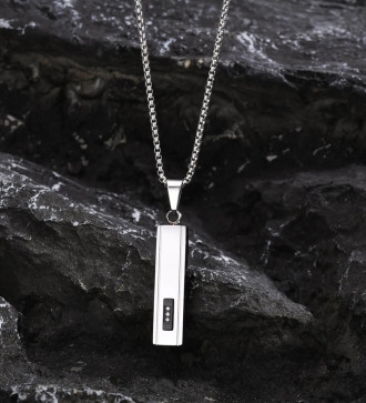 Férfi nemesacél medál nyakláncon, cirkóniával