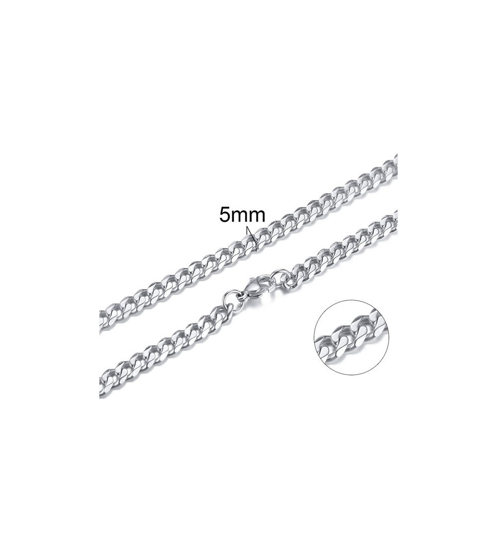 Lapított láncszemes nemesacél nyaklánc (55 cm - 5 mm)