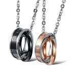 Dupla gyűrűs páros medál szett, gravírozott szöveggel