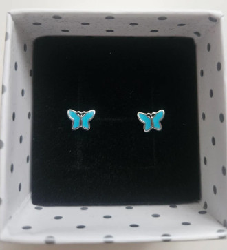Kék pillangó, orvosi fém kislány fülbevaló