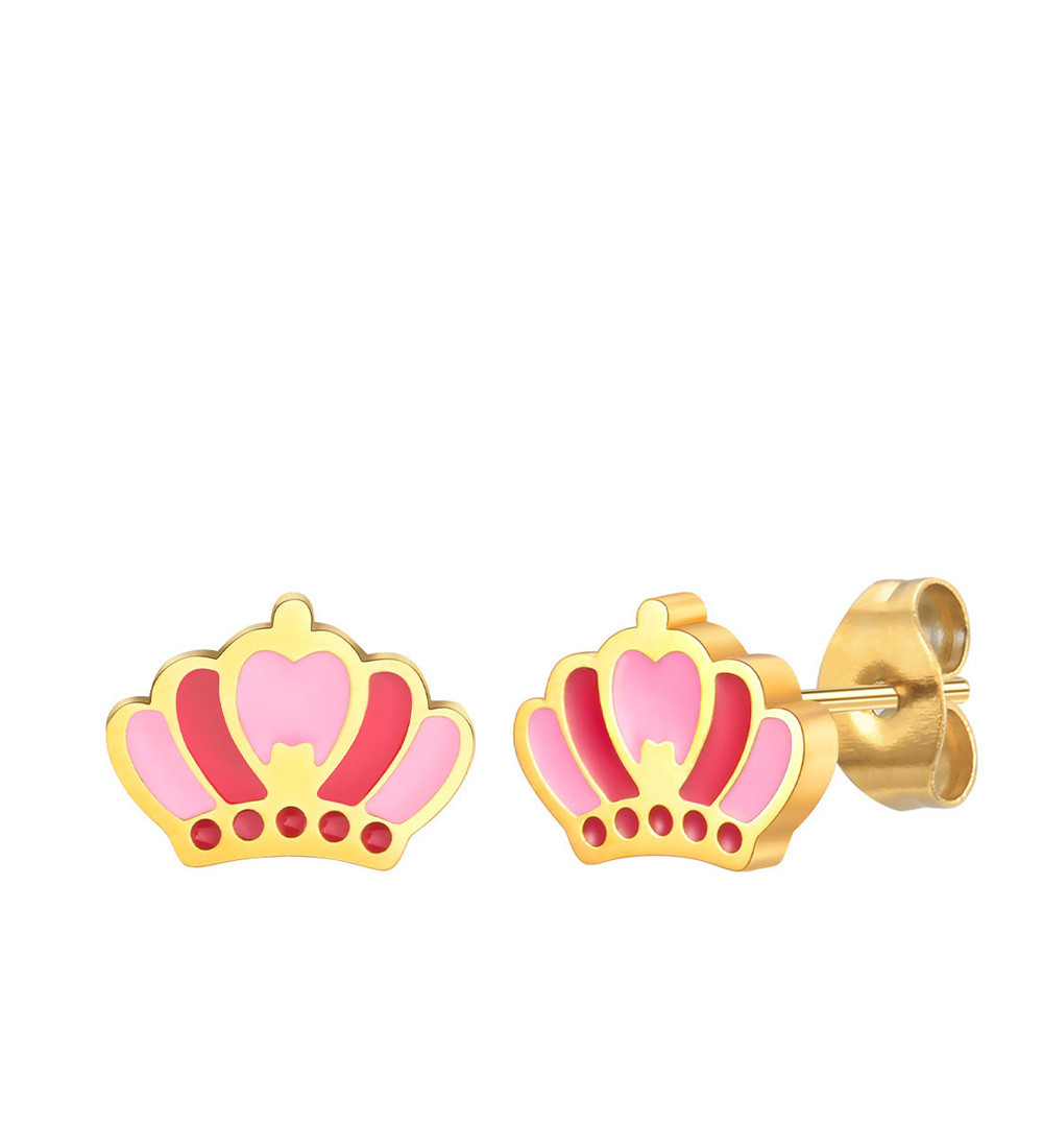 Princess, nemesacél gyerek fülbevaló, arany bevonattal