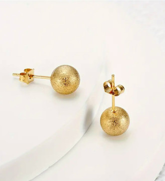 Csillogó gömb nemesacél fülbevaló, 18k arany bevonattal