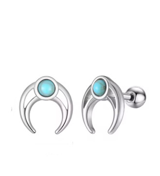 4 pár, kristályos orvosi fém fülbevaló szett, csavaros véggel - opál