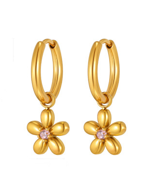 Virágos, antik hatású karika fülbevaló