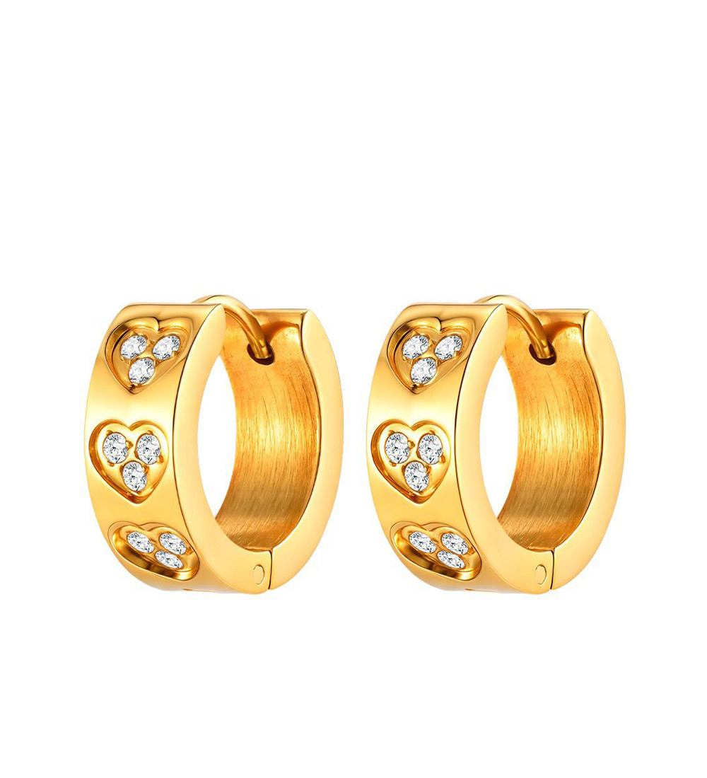 3 szív díszes, orvosi fém karika fülbevaló kristályokkal