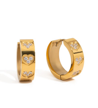 3 szív díszes, orvosi fém karika fülbevaló kristályokkal