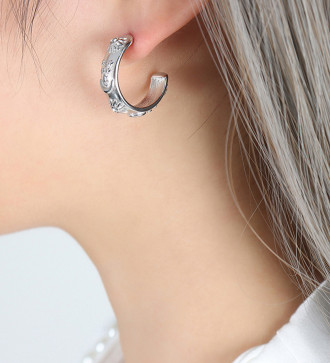 Nap és csillagok, orvosi fém fülbevaló kristállyal