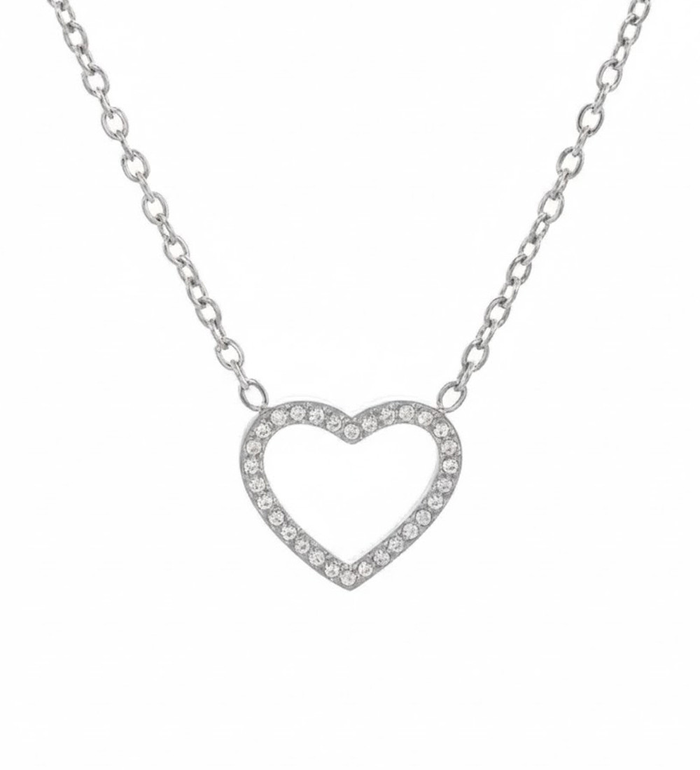 Valentina, szív medálos nemesacél nyaklánc