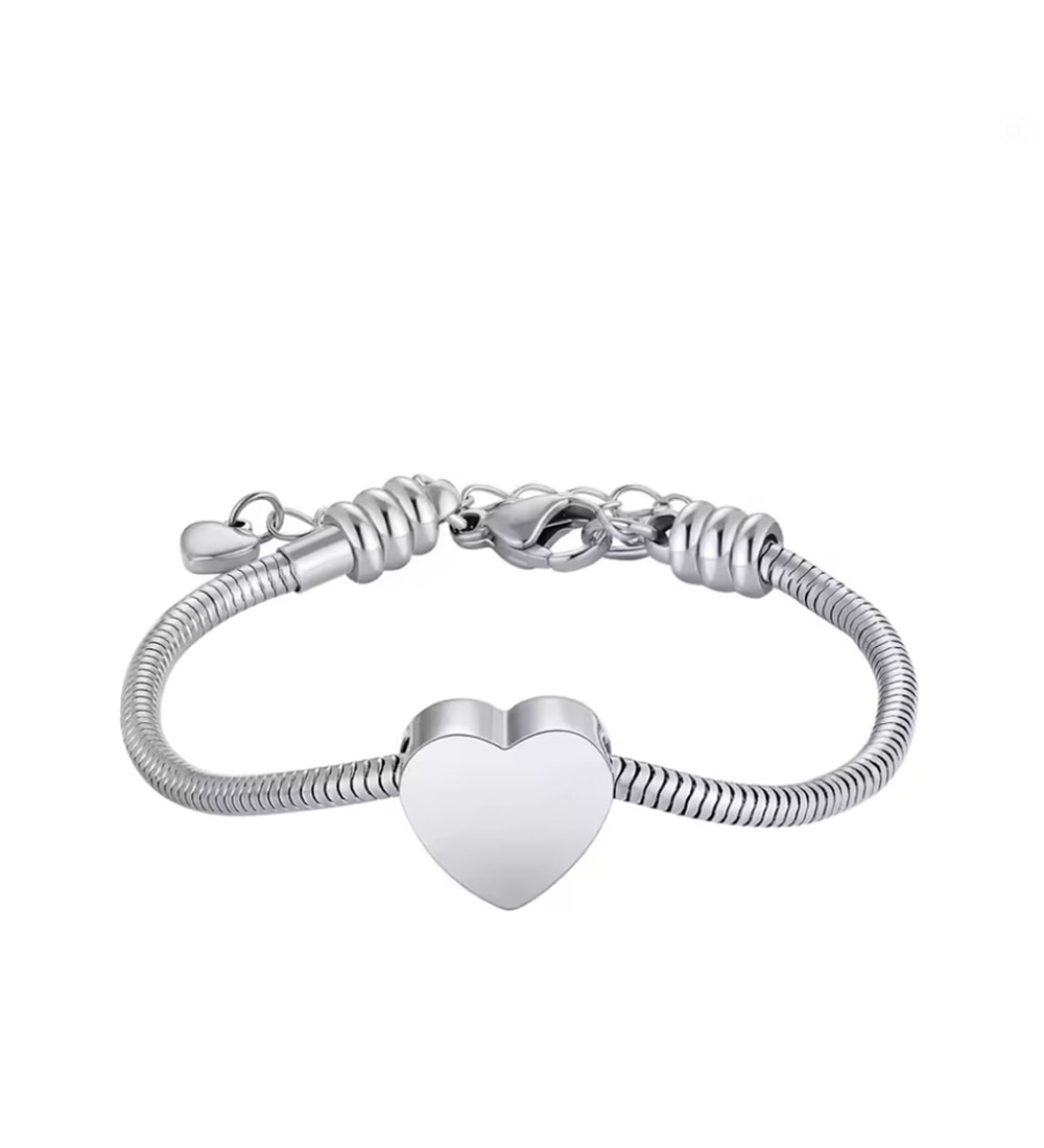 Orvosi fém kegyeleti karkötő, nyitható, szív alakú dísszel