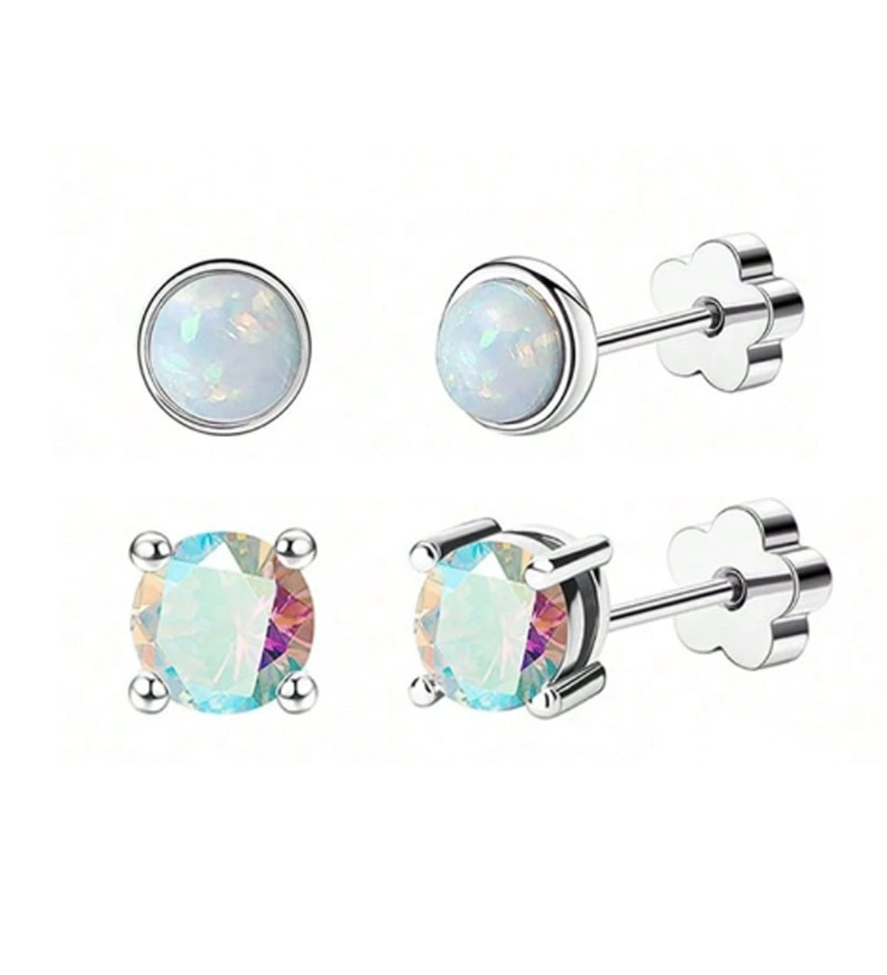 Szivárvány kristály és opál orvosi fém fülbevaló szett