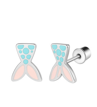 Színes pillangó, orvosi fém kislány fülbevaló, arany bevonattal