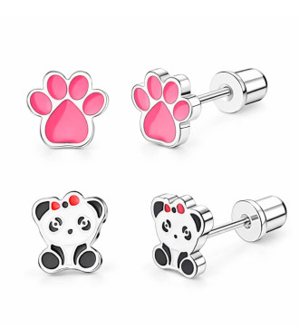 Opálos szív, orvosi fém fülbevaló, menetes zárral - tengerkék