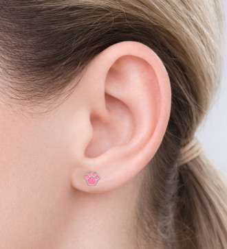 Pandalány és tappancs, orvosi fém gyerek fülbevaló szett