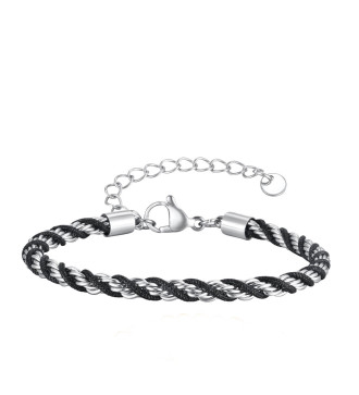 Sodort orvosi fém karkötő, fekete kötéllel