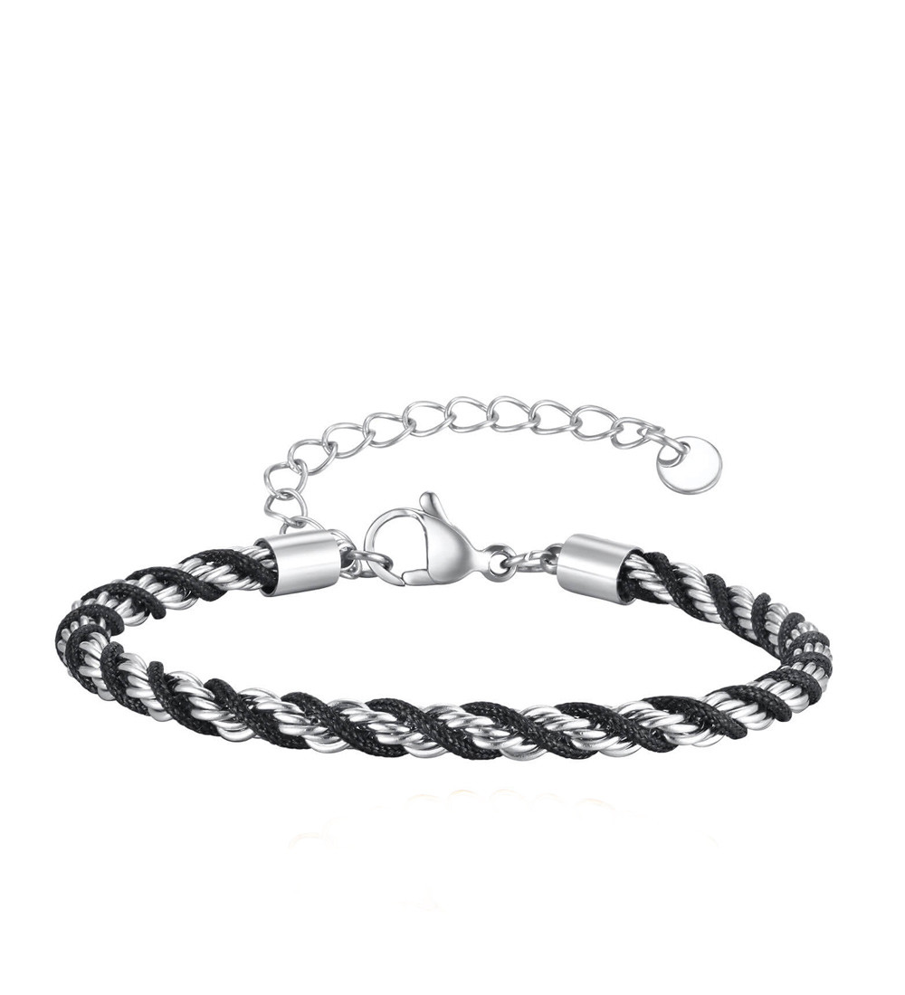 Sodort orvosi fém karkötő, fekete kötéllel