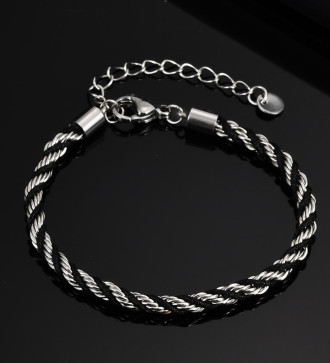 Sodort orvosi fém karkötő, fekete kötéllel