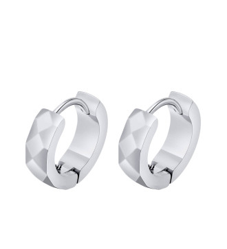 Opálos szív, orvosi fém fülbevaló, menetes zárral - tengerkék