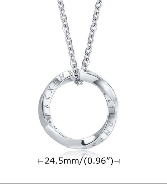 Nemesacél kör medálos nyaklánc, rúnákkal