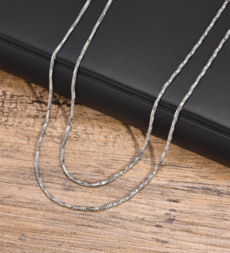Lapított, sűrű láncszemes nemesacél nyaklánc (50 cm - 2 mm)