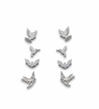 Madarak 4 pár orvosi fém fülbevaló szett