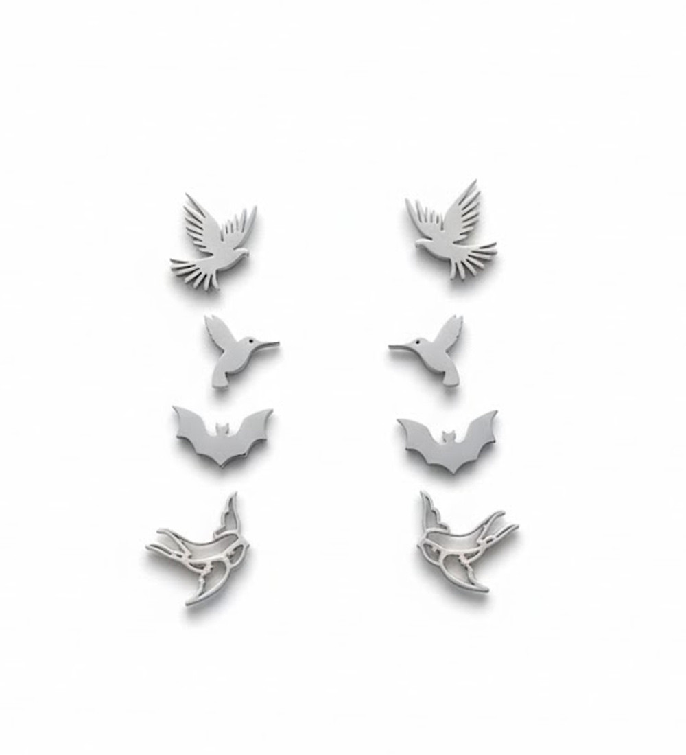 Madarak 4 pár orvosi fém fülbevaló szett
