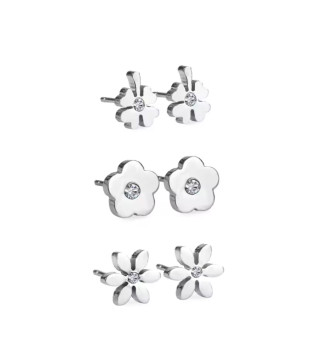 Virág és lóhere 3 pár nemesacél fülbevaló szett